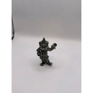 Vintage Pewter Clown Figurine With Raised Hand